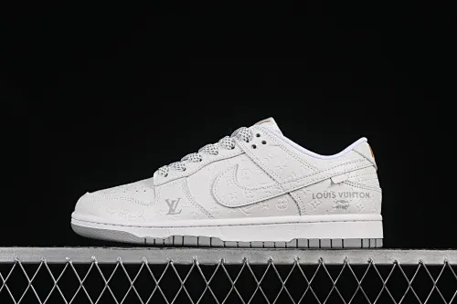 All categories Nk SB Dunk Series Nk SB Dunk Low High-end customized low-top sneakers Nike SB Dunk Low LV co-branded gray and white dark print Anniversary high-end customized low-top casual sneakers XX3168-140